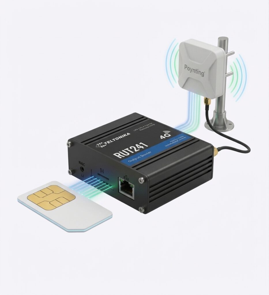 Teltonika RUT241-router met Poynting-antenne